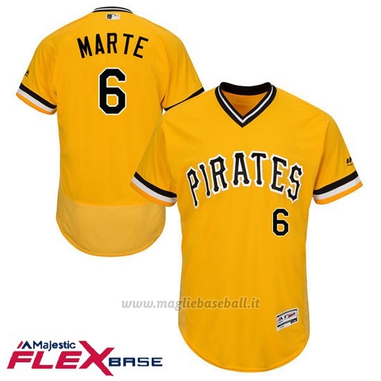 Maglia Baseball Uomo Pittsburgh Pirates Starling Marte Majestic Autentico Collezione Or Flex Base